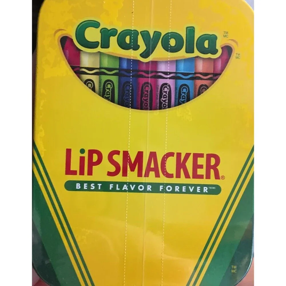 Lip Smacker Crayola 3 Pc Lip Balm Tin Razzmatazz, Banana, Granny Smith